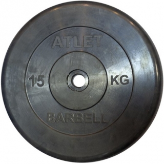 Диск обрезиненный литой 15 кг Barbell Atlet MB-AtletB26-15
