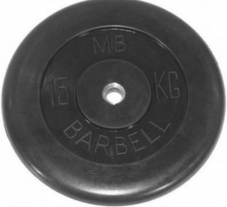 Диск обрезиненный литой 15 кг Barbell MB-PltB51-15
